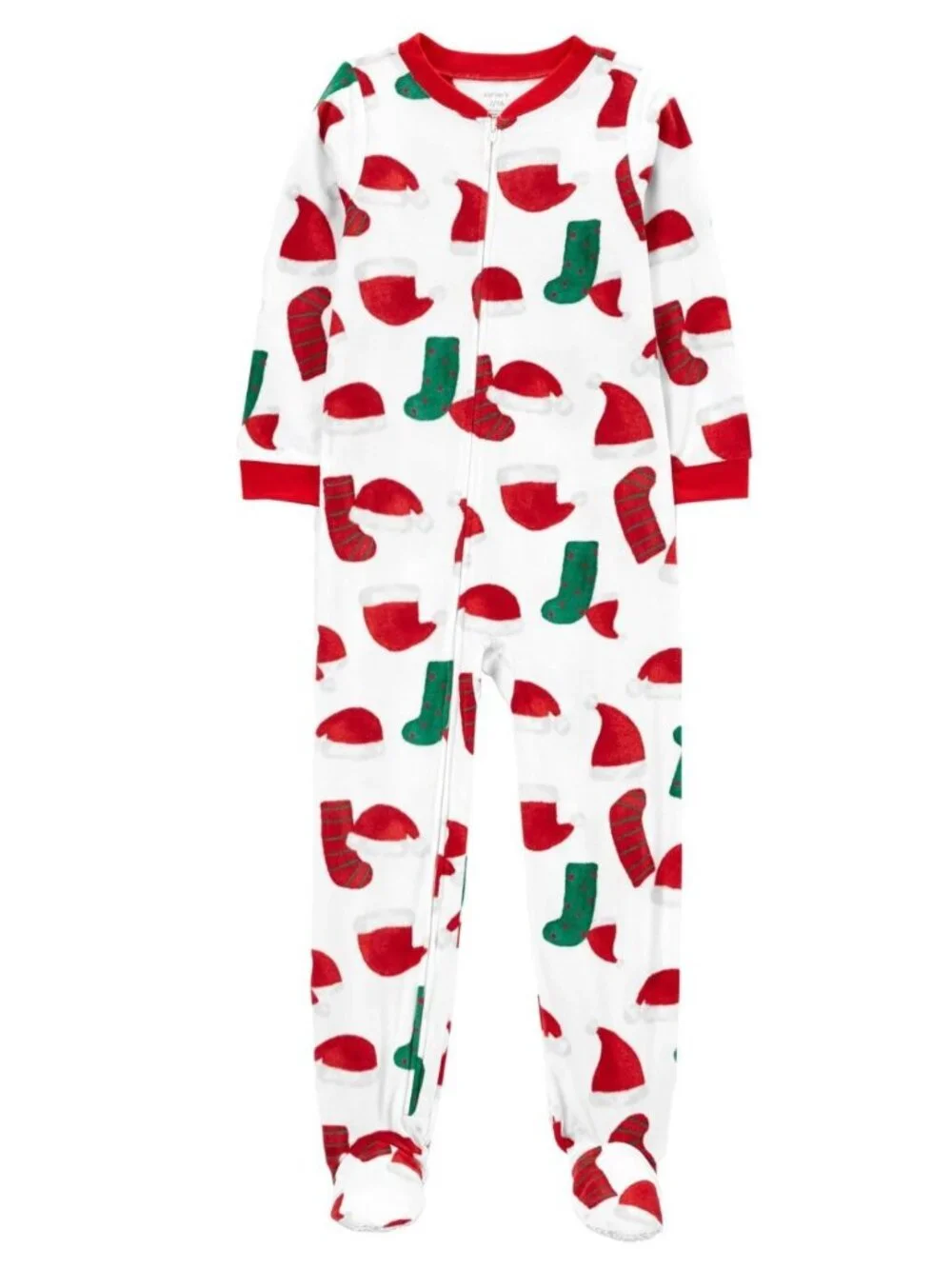 Carter's Santa Fleece Footie Pajamas 18M Christmas Zip Sleeper NWOT Toddler